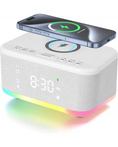 Broserengy Wireless Charging Alarm Clock Bedroom Wireless Digital
