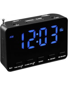 joujong Loud Portable Digital FM Radio Alarm Small Bedside Digital Portable, Bundle of 2