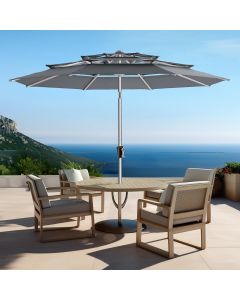 HOMSHADE 9ft 3-Tiers Aluminum Patio Umbrella Aluminum 9ft