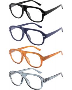Yogo Vision 4-Pack Oversized Reading Glasses for Women &amp; Men Glass 4-Pack, Bundle of 3