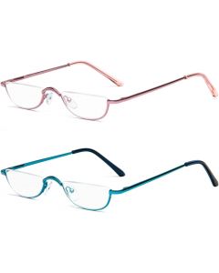 KoKoBin Half Reading Glasses Glass Metal 2 Pack, Bundle of 3