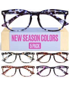 CCVOO +1.0 Clear Vision Reading Glasses for Women – 5-Pack Blue Light Filtering Glass 5-Pack, Bundle of 3