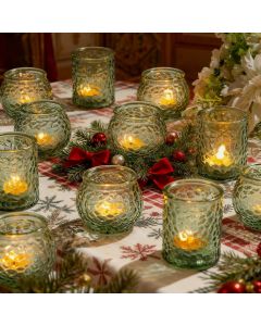 WELLIFE 24-Piece Green Glass Votive Candle Holders Set – Glass 24-Piece