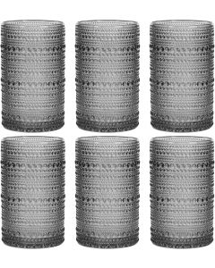 Moretoes 12 Oz Gray Hobnail Drinking Glasses Set of Glass Set of 6, 12 Oz, Bundle of 2