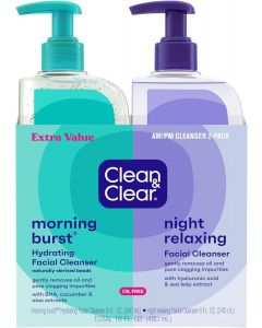 Clean &amp; Clear Morning Burst Day &amp; Night Facial Cleanser 2 x 8, Bundle of 3