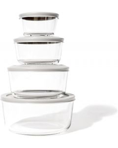 DURA LIVING 8-Piece Glass Food Storage Containers Set Glass Dishwasher Safe 8-Piece, Bundle of 2