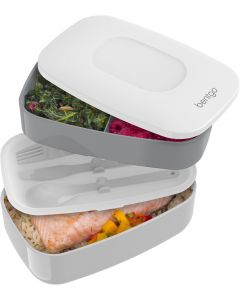 Bentgo Classic Stackable 3-Compartment Adult Bento-Style Lunch Box, Bundle of 2