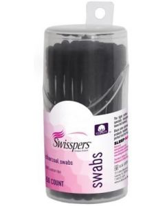 Swisspers Premium Products - Charcoal Swabs With Dark Black Cotton 1 Pack, 50 Count, Bundle of 4