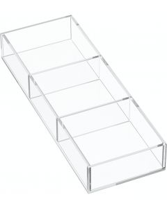 HIIMIEI 3 Section Clear Acrylic Drawer Organizer Tray 3 inch, 8x4, Bundle of 2