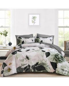 Mybedsoul Queen Size Luxury Grey Floral Comforter Set 7