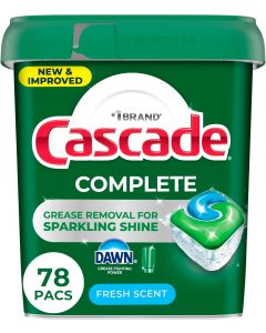 Cascade Complete Dishwasher Pods - Fresh Scent ActionPacs 78 Count, Bundle of 2