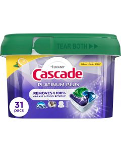 Cascade Platinum Plus Lemon Dishwasher Pods Dishwasher Detergent Tabs 31Count, Bundle of 2