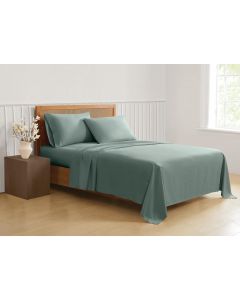 TRULY SOFT Green Solid Sage King 4 Piece Sheet Set 4 Piece, Bundle of 2