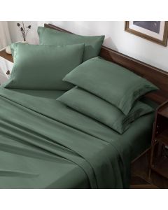 Horbaunal Green King Size Sheet Set 6 Piece, 16 Inch