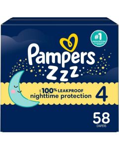 Pampers ZZZ Overnight Diapers 58 Count, 34 lbs