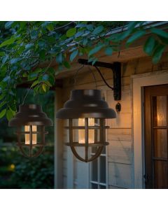 pearlstar Solar Lantern Outdoor Hanging Lights Waterproof 4 Pack, Bundle of 2