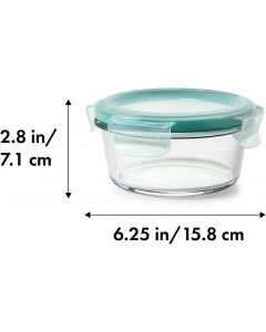 OXO Good Grips 2 Cup Smart Seal Glass Airtight Round Food Storage Container Glass, Bundle of 2