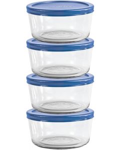 Anchor Hocking 2 Cup Glass Storage Containers with Glass Set of 4, Bundle of 2