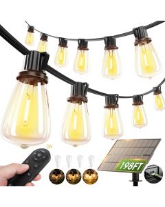 [Delivered by May 3, 2026] addlon 198FT(192+6) Solar String Lights Outdoor Waterproof 198FT