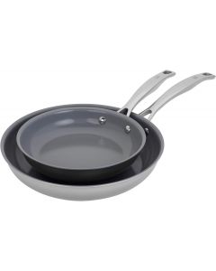 HENCKELS Clad H3 2-pc Stainless Steel Ceramic Nonstick 8-in &amp; 10-in Fry Pan Set Stainless Steel Nonstick