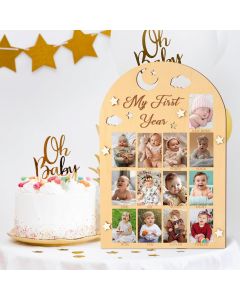 YEEZUNPU My First Year Photo Display Board Wood, Bundle of 6
