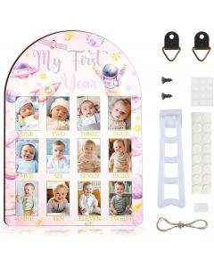 CORNER LACE Outer Space My First Year Photo Frame Wood, Bundle of 4