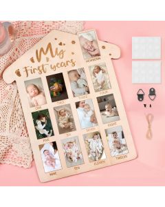 Febvao 12 Monthly Picture Frame Wood, Bundle of 5