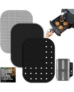 INFRAOVENS Reusable Liners for Ninja DoubleStack 2-Basket Air Fryer, Bundle of 3