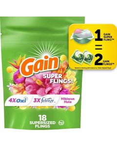 Gain Super Flings Laundry Detergent Pacs 18 Count, Bundle of 3