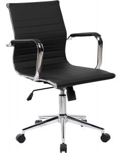 Techni Mobili Mid-Back PU Leather Office Chair with Padded Arms