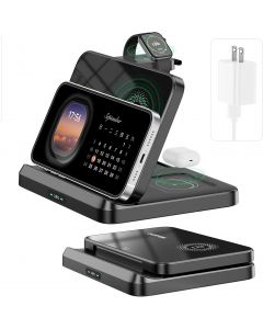 Acenew MagSafe-Compatible 3-in-1 Wireless Charger for Wireless Foldable Portable, Bundle of 3