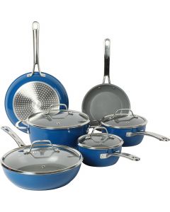 [Delivered by May 11, 2026] Sur La Table Kitchen Essentials 10 Piece PFA Free Titanium Ceramic Nonstick Interior Forged Aluminum Cookware