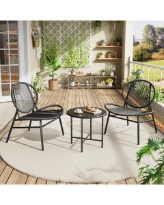 Garvee 3 Piece Outdoor Acapulco Chair Patio Bistro Set 3 Piece