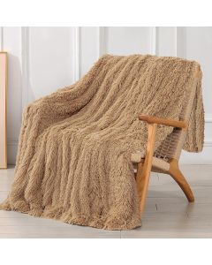 Tuddrom Decorative Extra Soft Faux Fur Blanket Queen Microfiber, Bundle of 2
