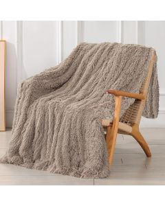Tuddrom Decorative Extra Soft Faux Fur Blanket Queen Microfiber, Bundle of 2