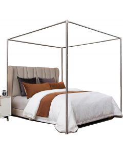 VELSKUD Canopy Bed Frame Full Stainless Steel Wood Metal