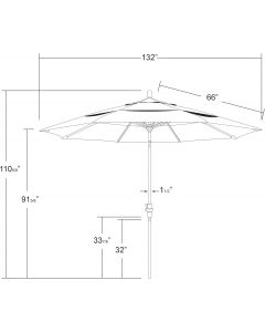 California Umbrella 11&#039; Round Aluminum Market Umbrella Aluminum