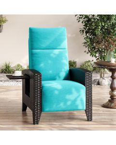 GarveeHome Outdoor Wicker Recliner with Adjustable Back and Footrest