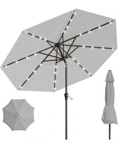 Patio Kingdom 9FT Solar Umbrella 32 LED Lighted Patio Umbrella 9FT