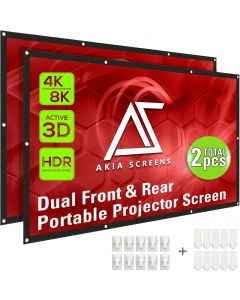AKIA SCREENS 120&quot; Dual Projection Projector Screen Foldable Portable, Bundle of 2