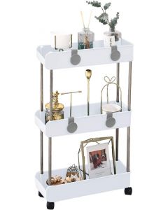 Melody House 3-Tier Slim Mobile Shelving Unit on Wheels, Bundle of 2