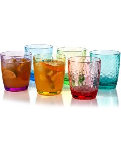 KOXIN-KARLU Hammered 15-ounce Plastic Tumbler Acrylic Glasses Glass Plastic set of 6, Bundle of 2