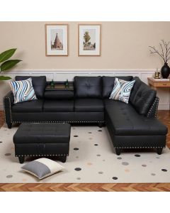 Trygoal L-Shaped Sectional Sofa with Movable Chaise &amp; Storage 3-Piece