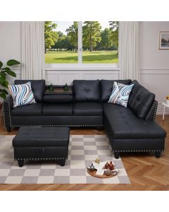 Trygoal L-Shaped Sectional Sofa with Movable Chaise &amp; Storage 3-Piece