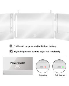 GLDDAO LED 3 Way Mirror to See Back of Glass