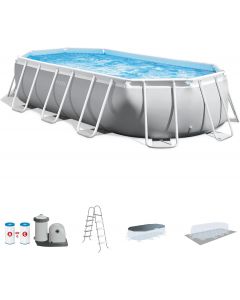 INTEX 26711EP 12Ft X 30In Prism Frame Premium Above Ground Swimming Pool Set with 12Ft, 30In