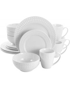 Elama Cara 16 Piece Round Porcelain Dinnerware Set in 16 Piece