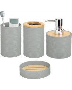 RRM 4 Pieces Bamboo Bathroom Accessories Set, Bundle of 2