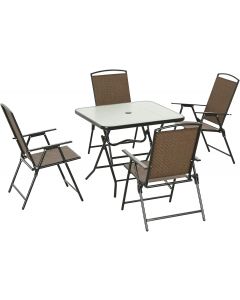 Outsunny 5 Pieces Wicker Patio Dining Set Foldable Foldable