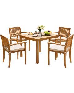 Greesum 5 Pieces Acacia Wood Patio Dining Set Wood